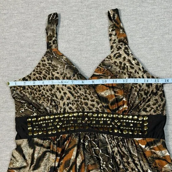 Studio West Apparel Sleeveless Midi Dress Womens Size L Multicolor Animal Print - Picture 10 of 14